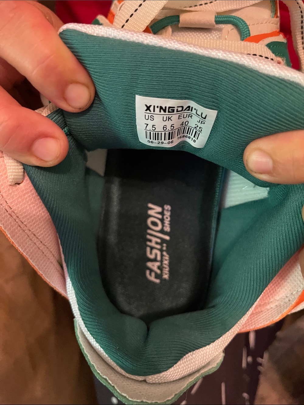 Kids Orange and Teal Athletic Sneakers - Picture 6 of 7